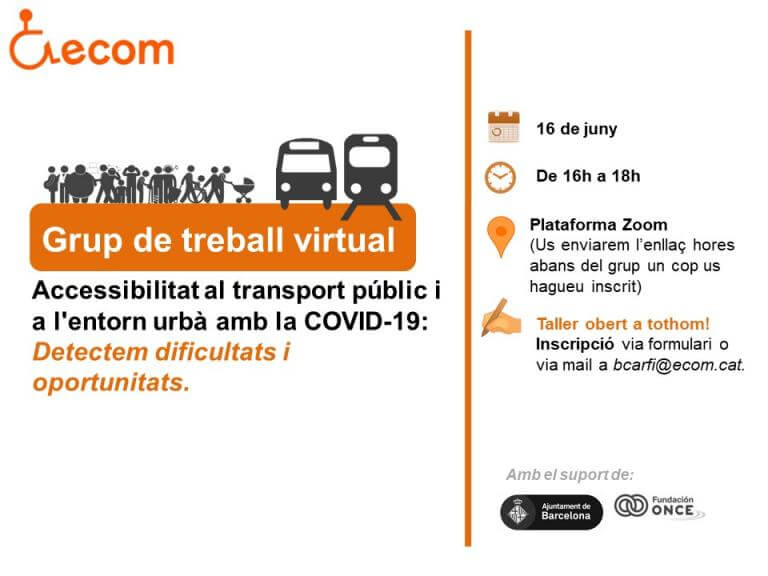 Cartell del grup de treball virtual sobre accessibilitat al transport públic i a l'entorn urbà davant la COVID-19