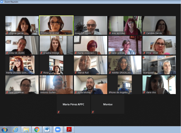 pantalla  amb les imatges de les persones participants a la videoconferència