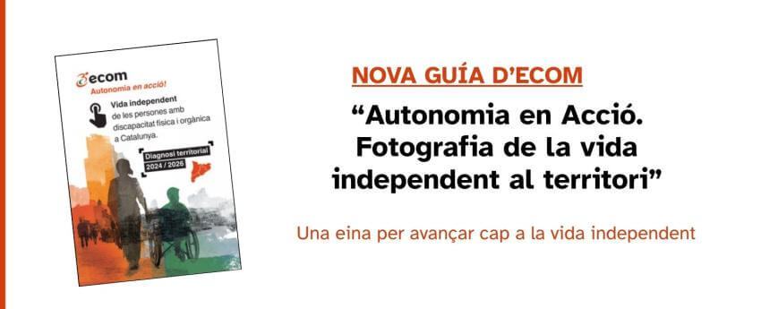 Banner promocional de la guia "Autonomia en acció", amb la portada