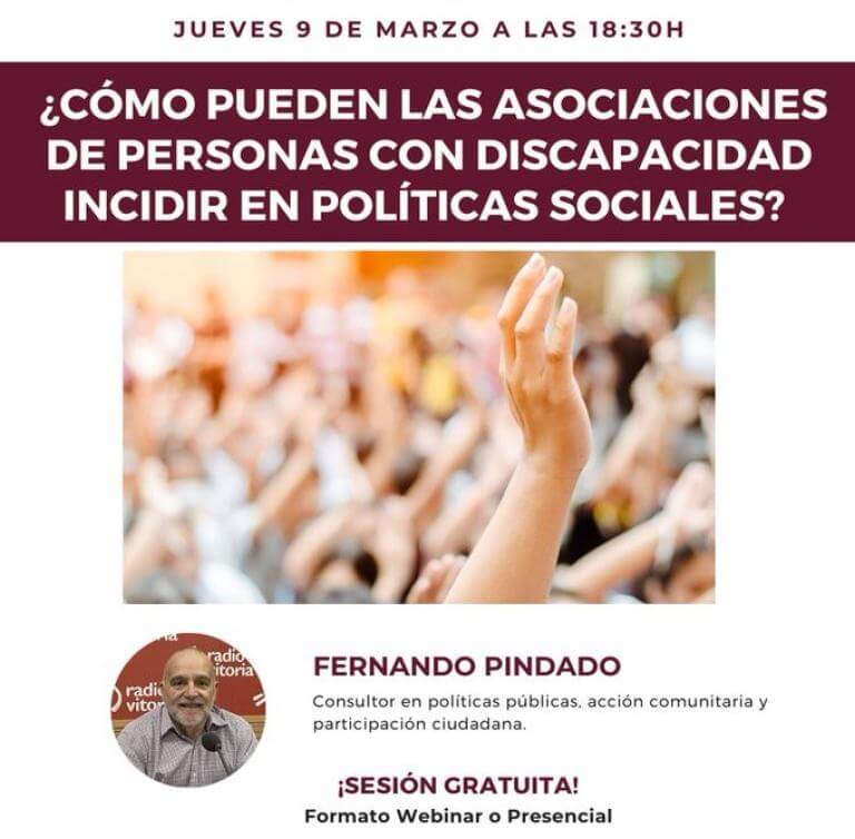 Jueves 9 de marzo a las 18:30h en Guttmann Barcelona (c/Garcilaso, 57), una nueva Ágora titulada: ¿Cómo pueden las asociaciones de personas con discapacidad incidir en las políticas sociales?