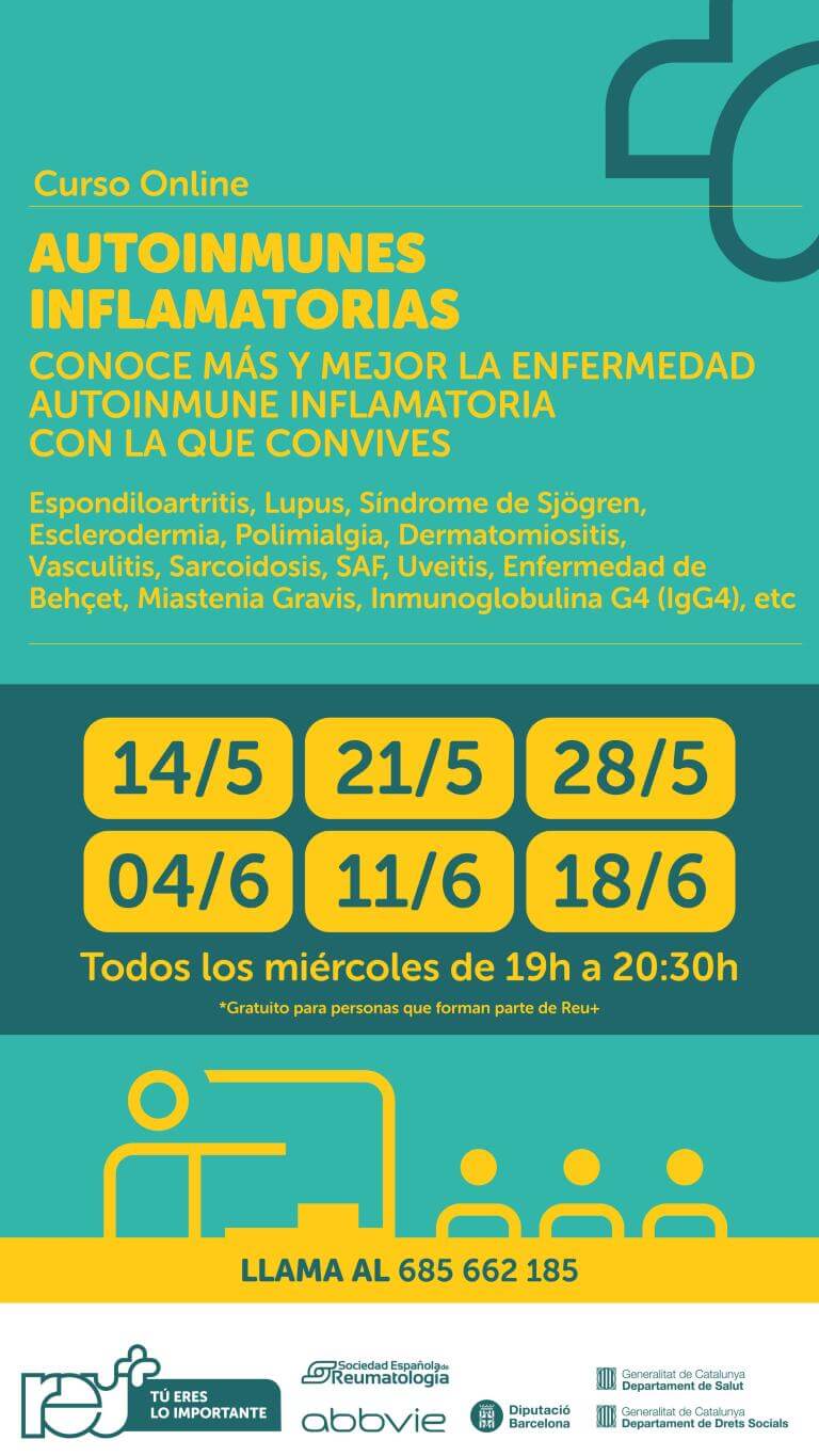 La Liga Reumatológica de Cataluña organiza, del 14 de mayo al 18 de junio, un curso sobre autoinmunes inflamatorias. Curso online