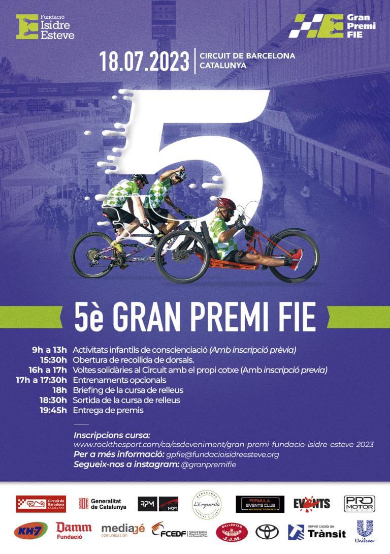El 5è Gran Premi FIE tindrà lloc el dimarts 18 de juliol al Circuit de Barcelona-Catalunya, una festa lúdico-esportiva, de conscienciació, inclusiva i solidària on persones amb i sense discapacitat fan equip en una cursa per relleus.