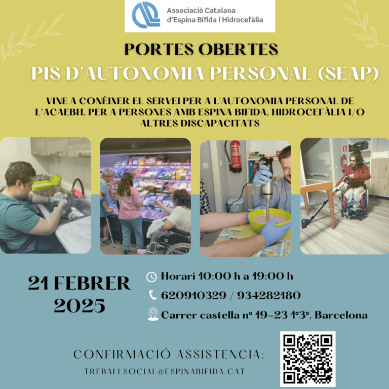 El el 21 de febrer de 10h a 19h, ACAEBH convida a la JORNADA DE PORTES OBERTES del Servei d’Autonomia Personal (SEAP). Tindrà lloc  al CARRER CASTELLA 19-23 1º3ª